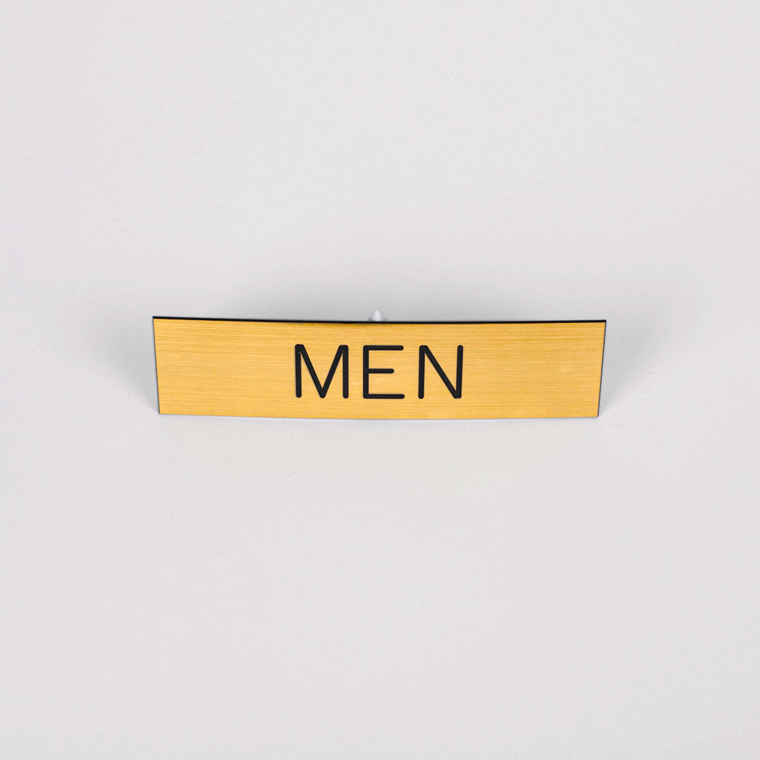 SIGN ENGRAVED MEN ADHESIVE BACK GOLD