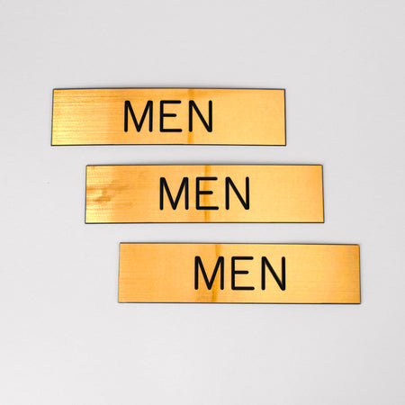 SIGN ENGRAVED MEN ADHESIVE BACK GOLD