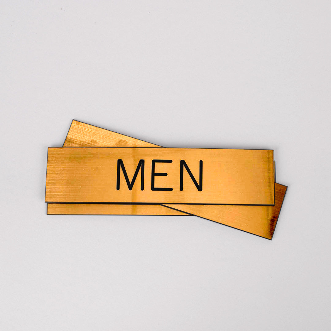 SIGN ENGRAVED MEN ADHESIVE BACK GOLD