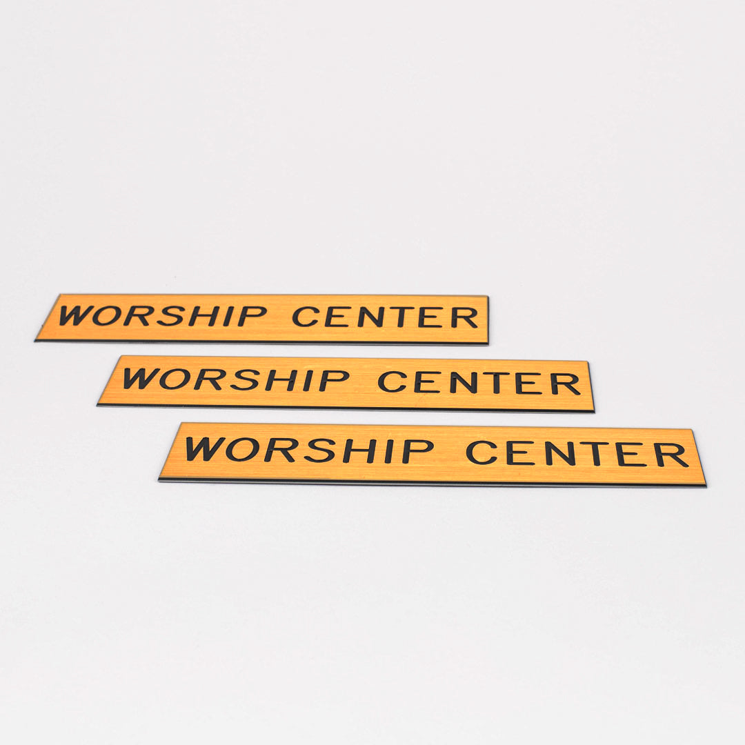 SIGN ENGRAVED WORSHIP CENTER ADHESIVE BACK GOLD