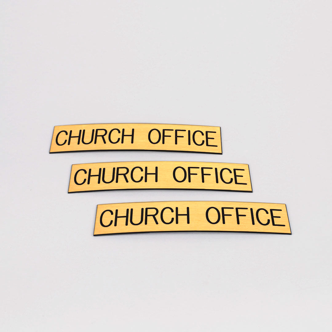 SIGN ENGRAVED CHURCH OFFICE ADHESIVE BACK GOLD