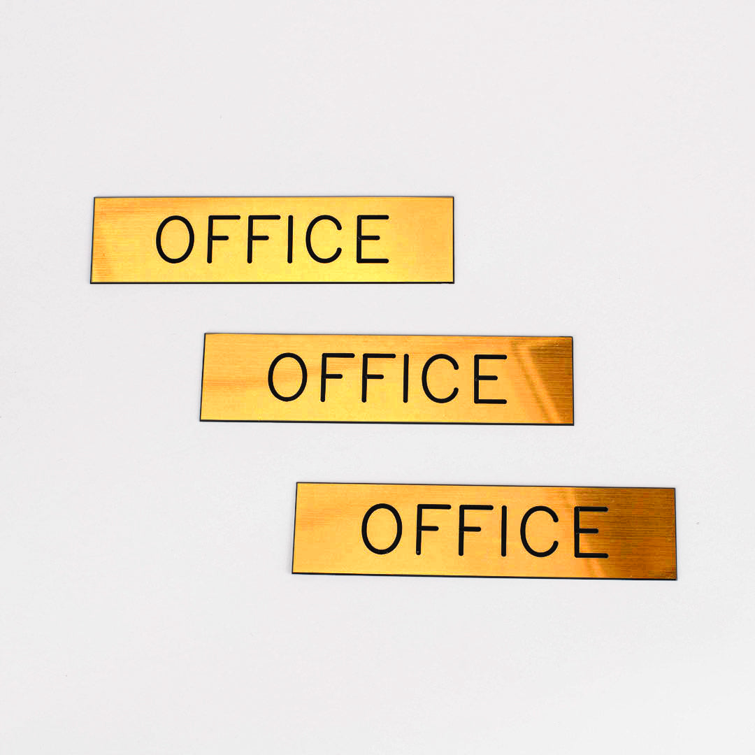 SIGN ENGRAVED OFFICE ADHESIVE BACK GOLD