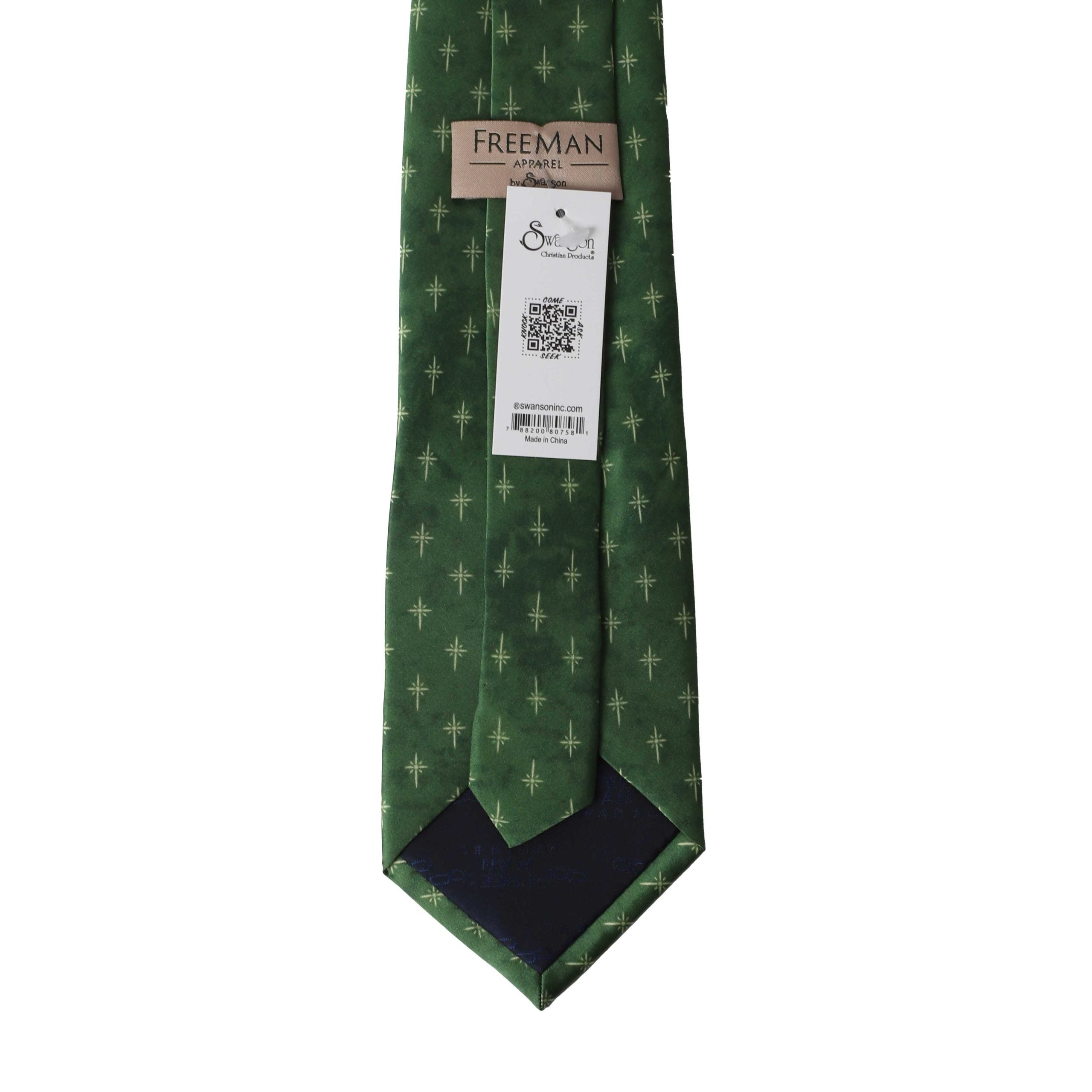 FREEMAN TIE SILK STAR CROSS GREEN
