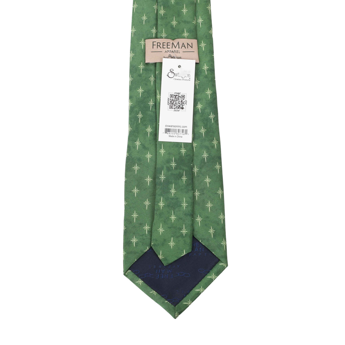FREEMAN TIE SILK STAR CROSS GREEN