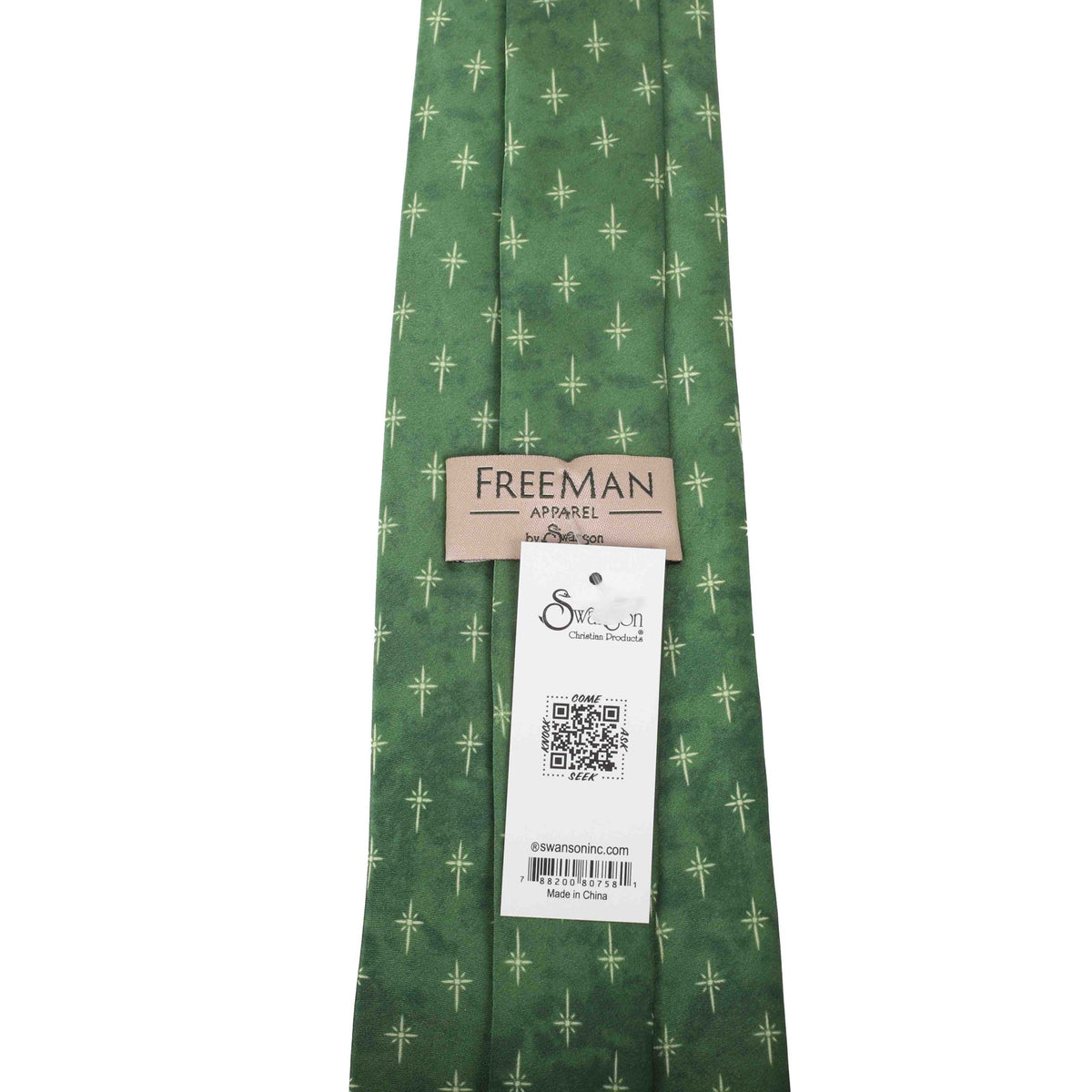 FREEMAN TIE SILK STAR CROSS GREEN