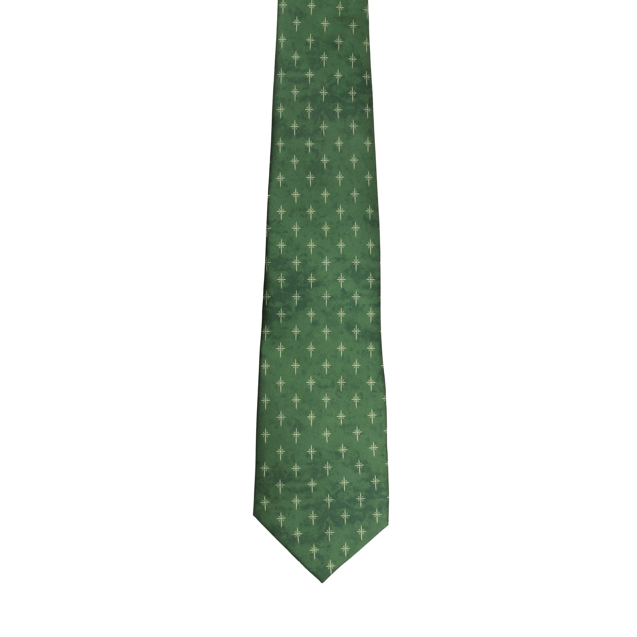 FREEMAN TIE SILK STAR CROSS GREEN