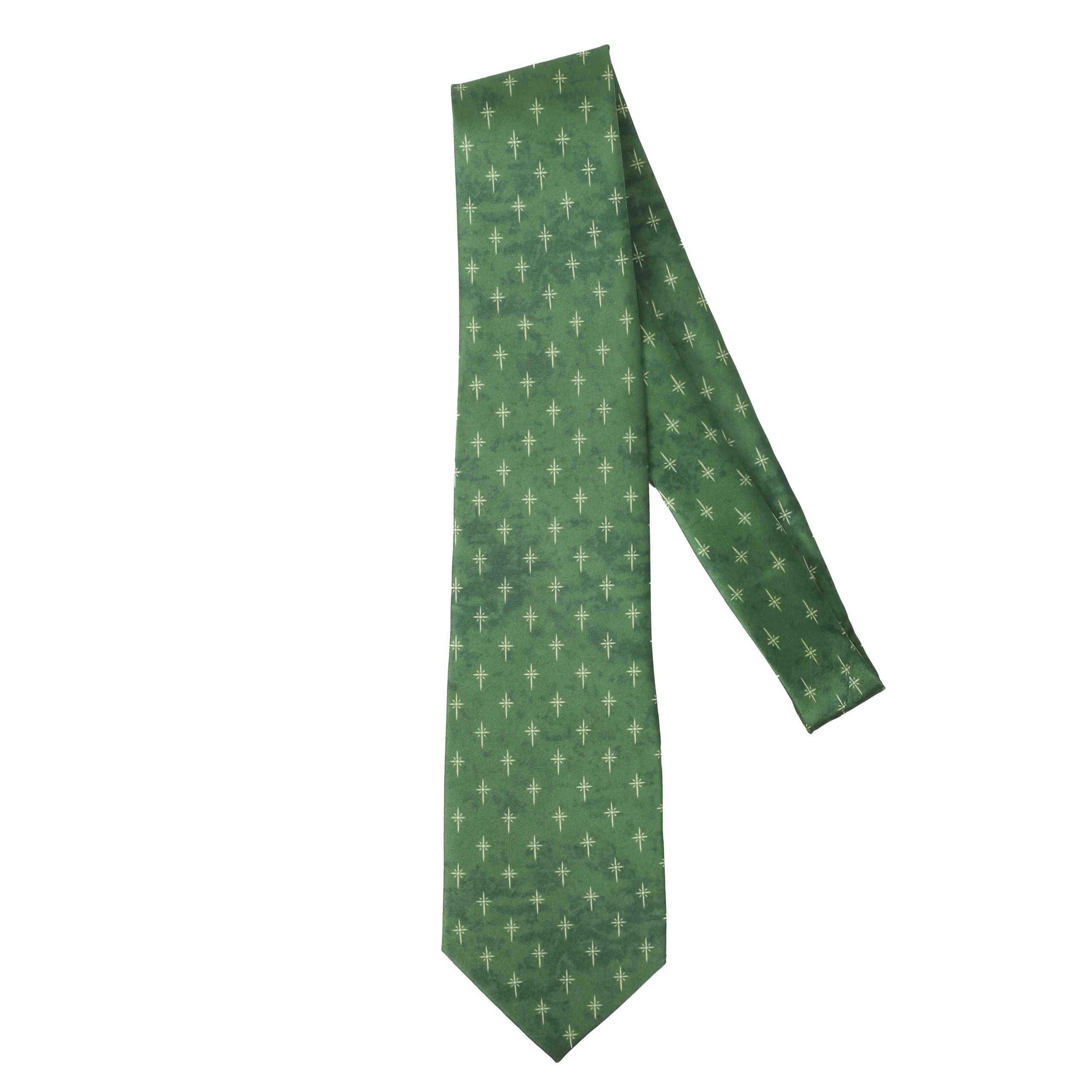 FREEMAN TIE SILK STAR CROSS GREEN