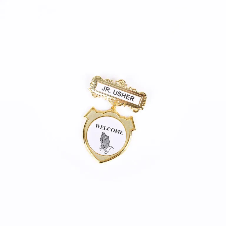 Badge Shield – Jr Usher – Ethnic Praying Hands Pi
