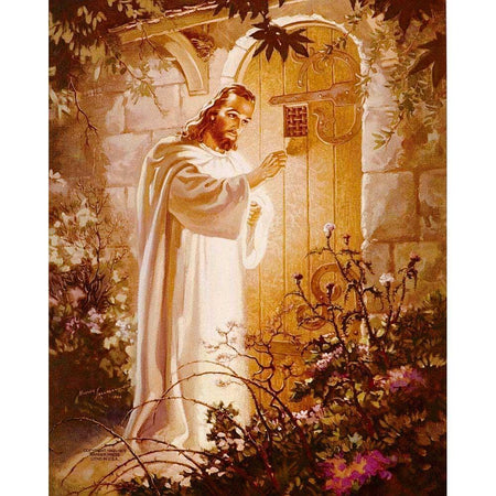 Jesus Knocking at Heart's Door Golden Garden Hues 8 x 10 Wood Wall Sign Plaque by Dicksons