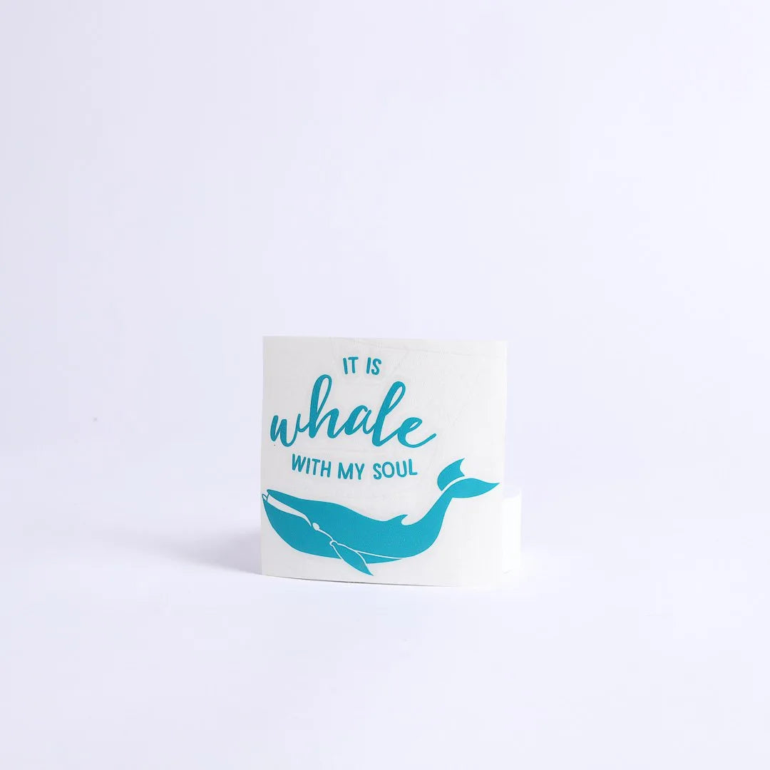 DECAL VINYL WHALE WITH MY SOUL TEAL