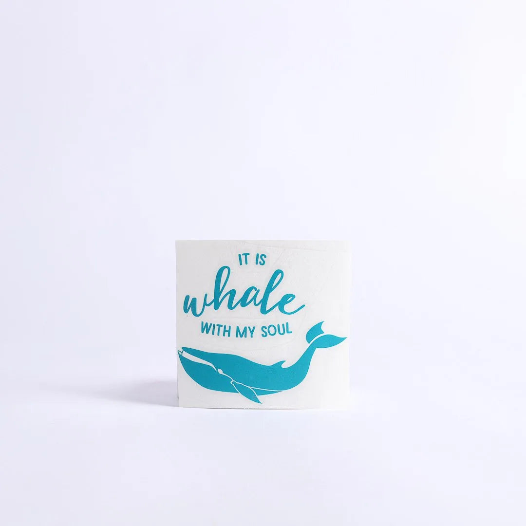 DECAL VINYL WHALE WITH MY SOUL TEAL