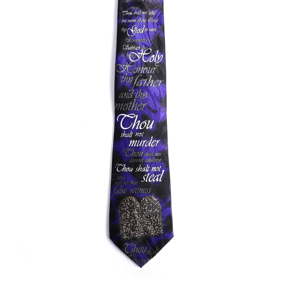 Tie Polyester - Ten Commandment - Blue by Swanson Christian Products, product view 2