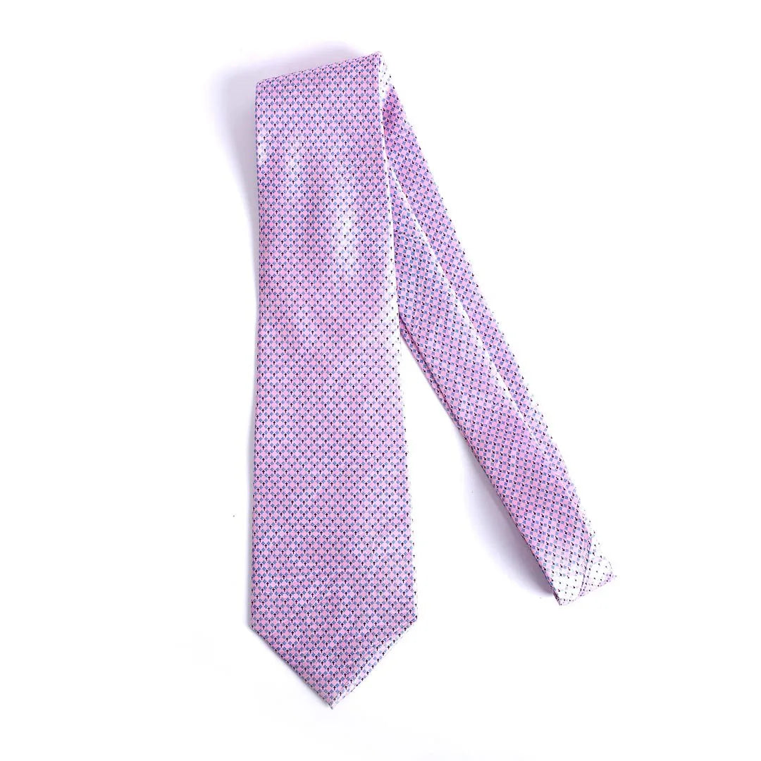 TIE POLYESTER DIAMOND CROSS PINK