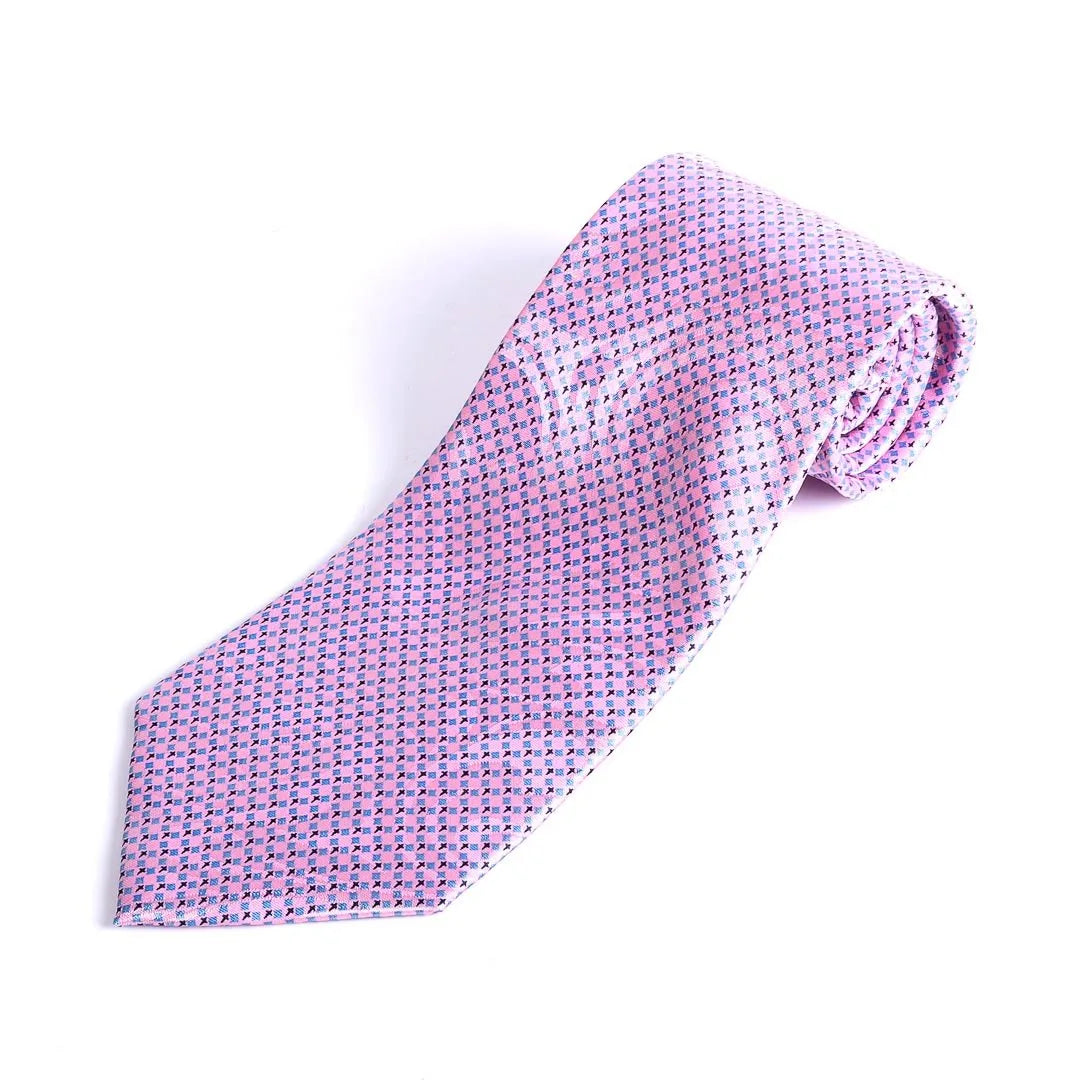 TIE POLYESTER DIAMOND CROSS PINK