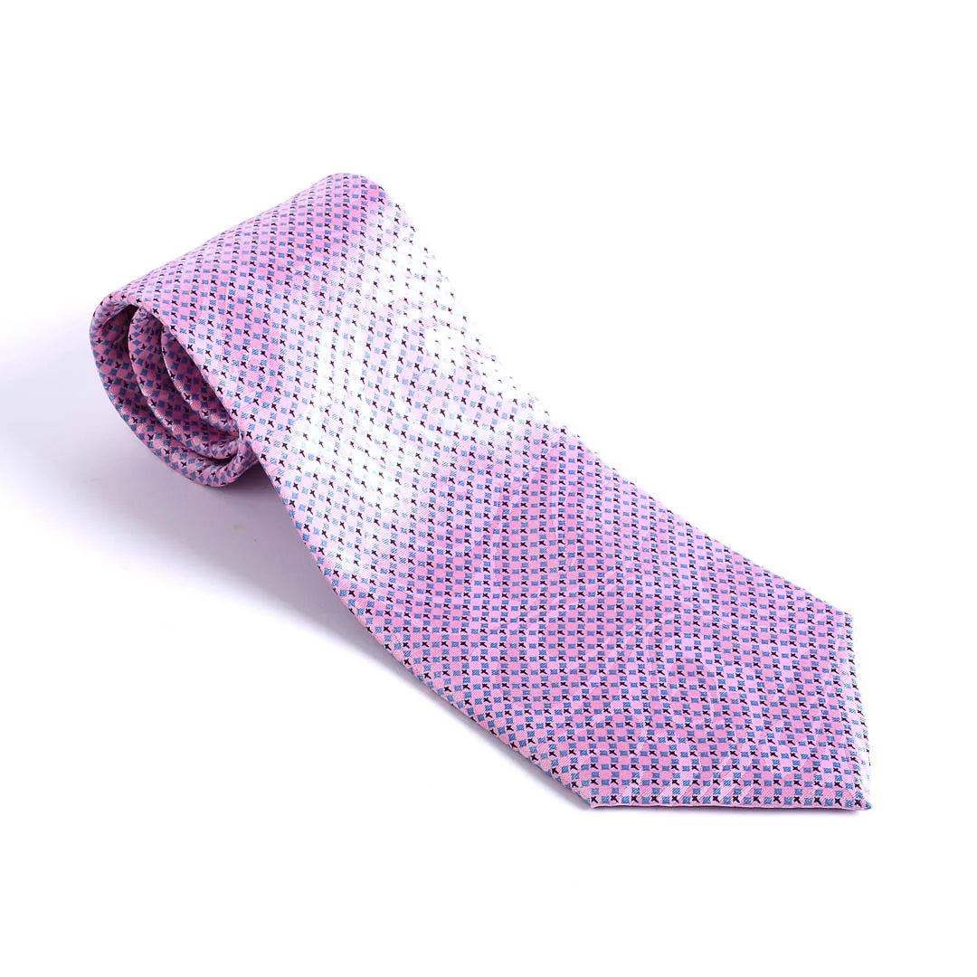 TIE POLYESTER DIAMOND CROSS PINK
