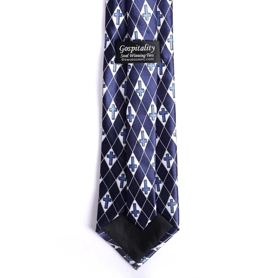 Necktie - Diamond Cross - Navy - Faith-Inspired Tie by Swanson Christian Products, product view 2