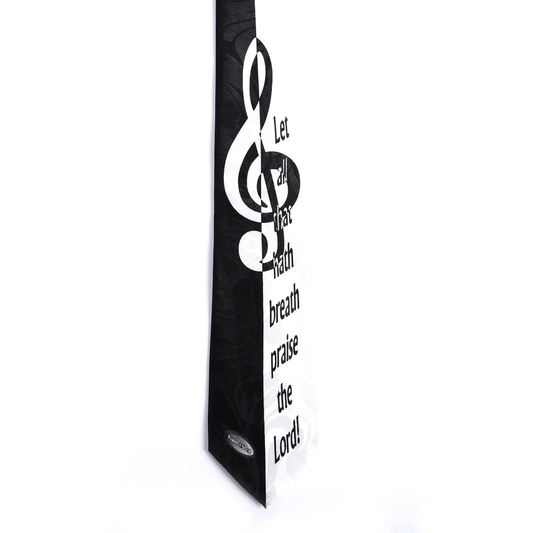 Tie Polyester - Let All That Hath Breath Praise Him - Grey by Swanson Christian Products, product view 2