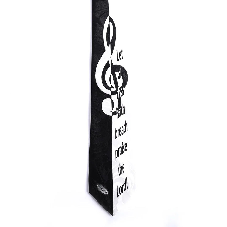 Tie Polyester - Let All That Hath Breath Praise Him - Grey by Swanson Christian Products, product view 2