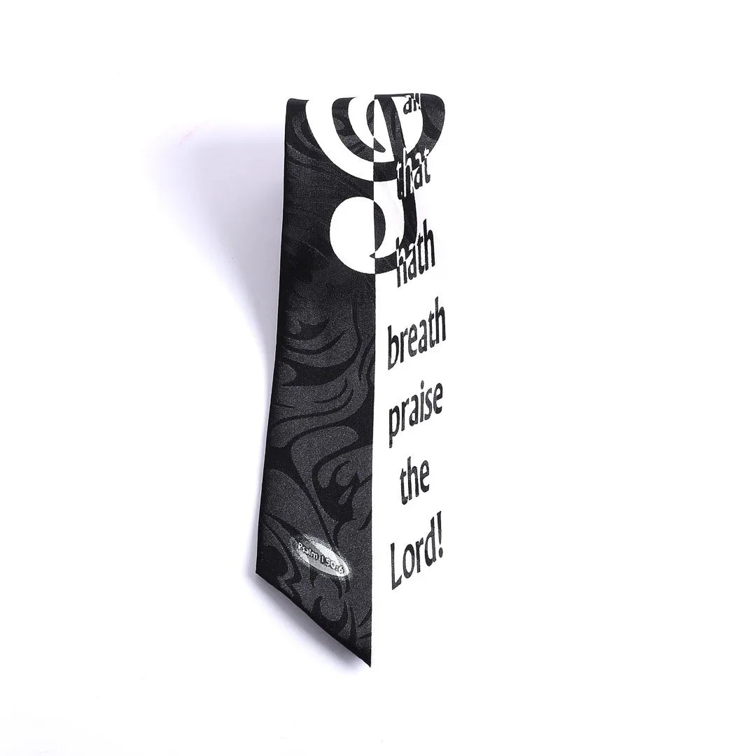 Tie Polyester - Let All That Hath Breath Praise Him - Grey by Swanson Christian Products, product view 5