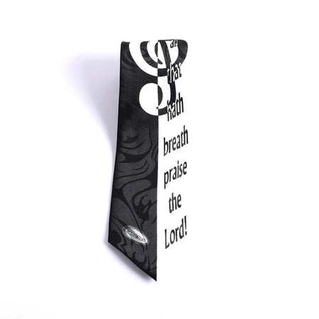 Tie Polyester - Let All That Hath Breath Praise Him - Grey by Swanson Christian Products, product view 5