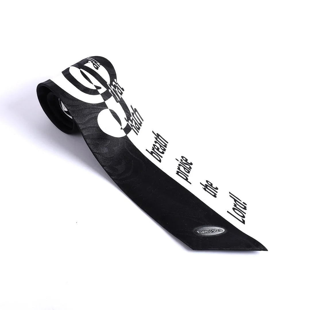 Tie Polyester - Let All That Hath Breath Praise Him - Grey by Swanson Christian Products, product view 6