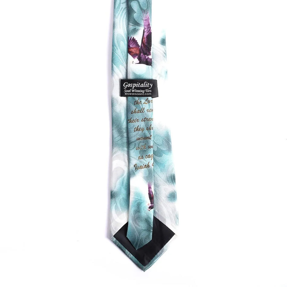 Tie Polyester - Isaiah 40:31 Eagles - Turquoise by Swanson Christian Products, product view 2