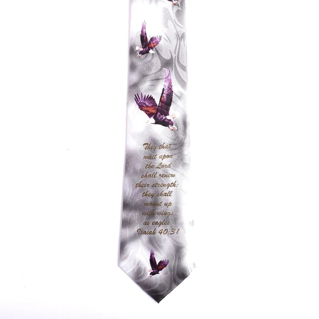 Tie Polyester - Isaiah 40:31 Eagles - Grey by Swanson Christian Products, product view 3