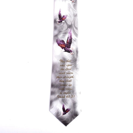 Tie Polyester - Isaiah 40:31 Eagles - Grey by Swanson Christian Products, product view 3