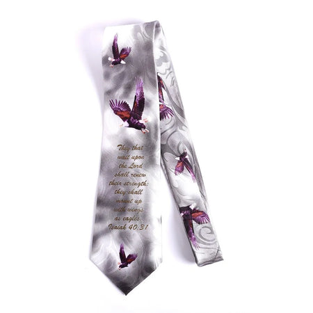 Tie Polyester - Isaiah 40:31 Eagles - Grey by Swanson Christian Products