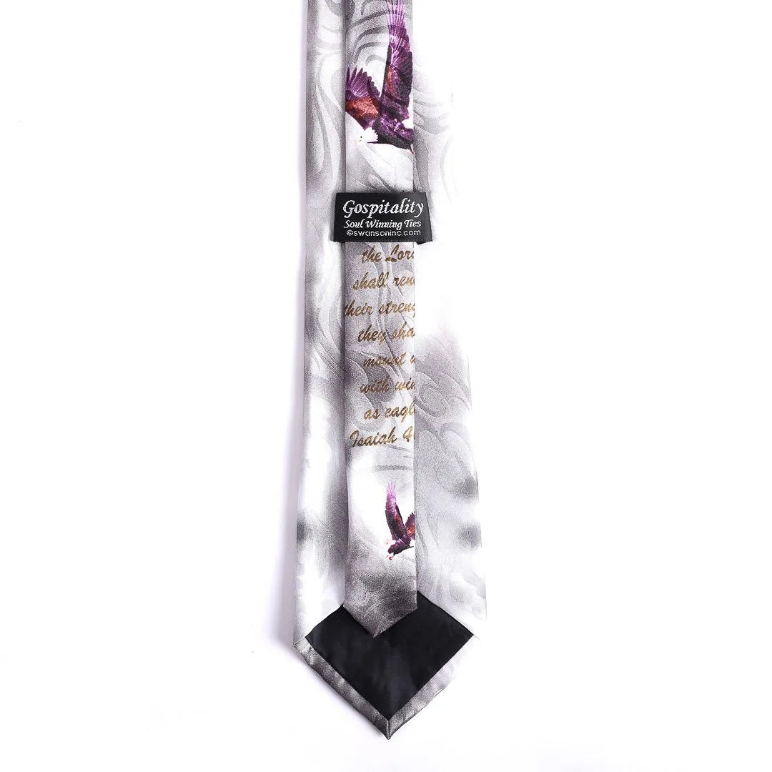 Tie Polyester - Isaiah 40:31 Eagles - Grey by Swanson Christian Products, product view 2