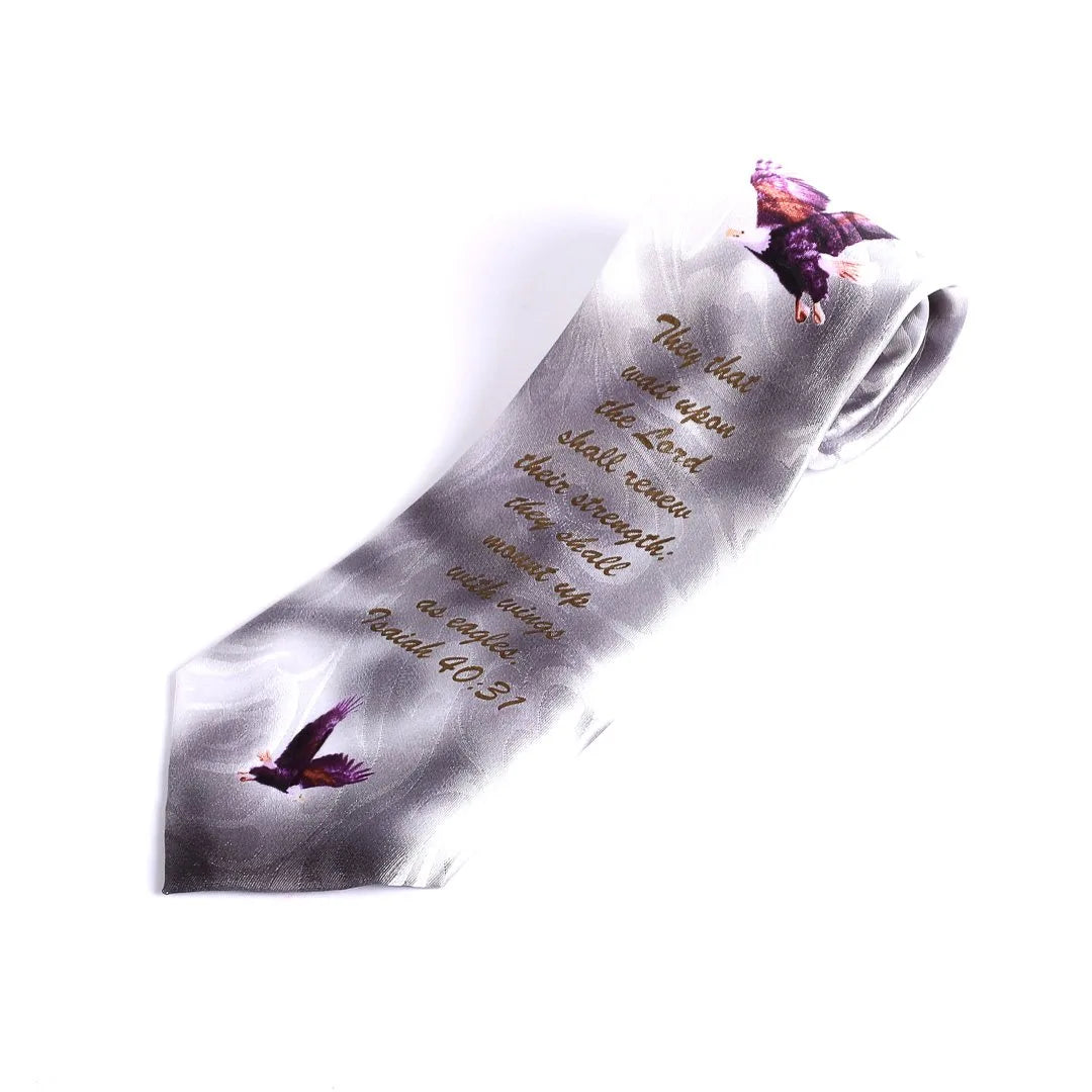 Tie Polyester - Isaiah 40:31 Eagles - Grey by Swanson Christian Products, product view 7