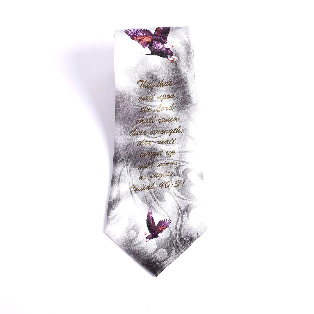 Tie Polyester - Isaiah 40:31 Eagles - Grey by Swanson Christian Products, product view 5