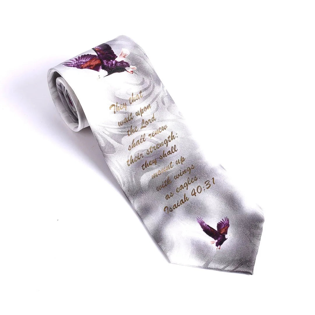 Tie Polyester - Isaiah 40:31 Eagles - Grey by Swanson Christian Products, product view 6