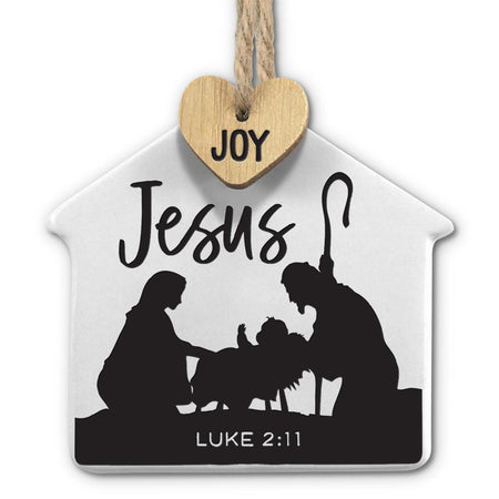 Ornament Stable Tag Jesus Twine Hanger by Dicksons, product view 2