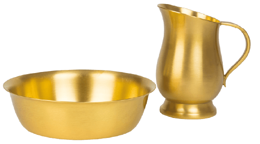 Pitcher & Bowl, Gold Plate Lavabo Set