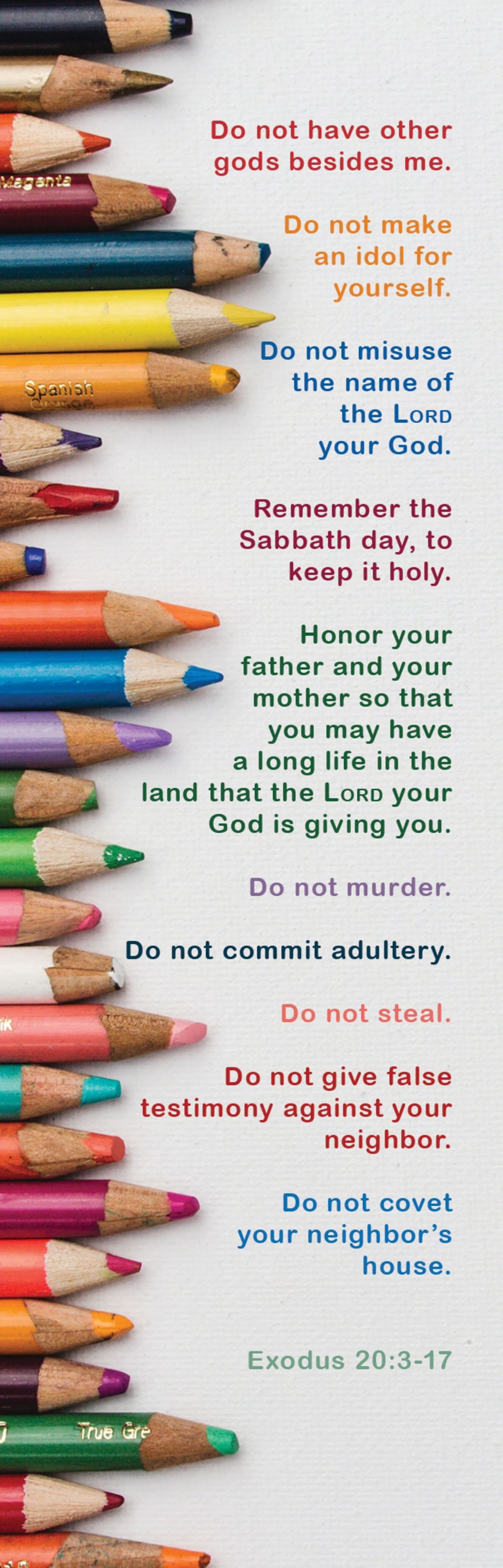 Inspirational Bookmark: 10 Commandments for Kids (Package of 25): Exodus 20:3-17 (CSB) (Pack of 25) by Broadman and Holman