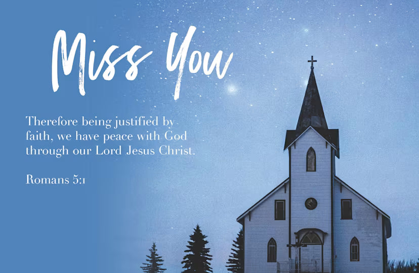 Miss You Postcard: Miss You (Package of 25): Romans 5:1 (KJV)