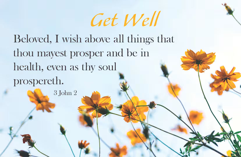 Get Well Postcard: Get Well Flowers (Package of 25): 3 John 1:2 (KJV)