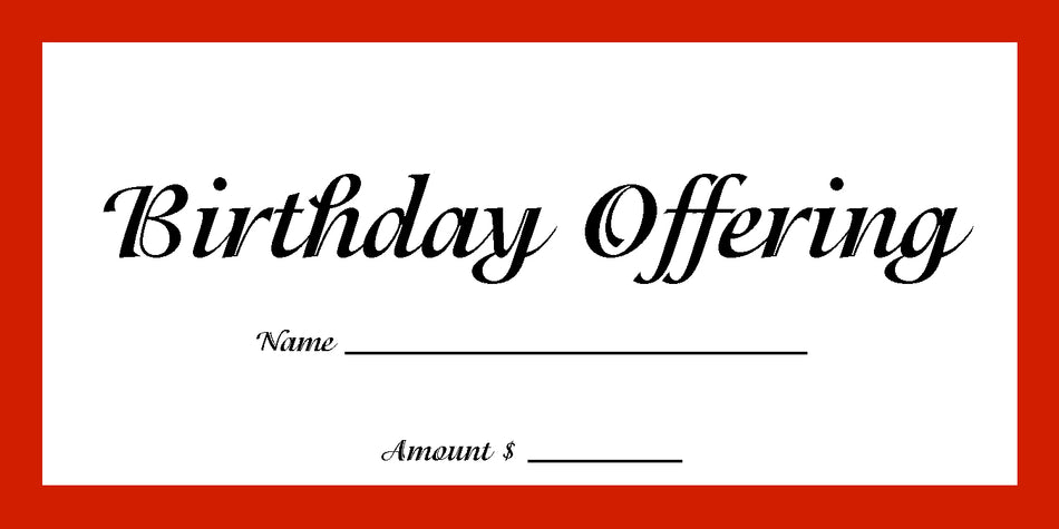 Dollar/Check Size Birthday Offering Envelope