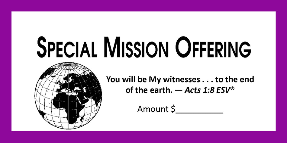 Dollar/Check Size Special Mission Offering Envelope