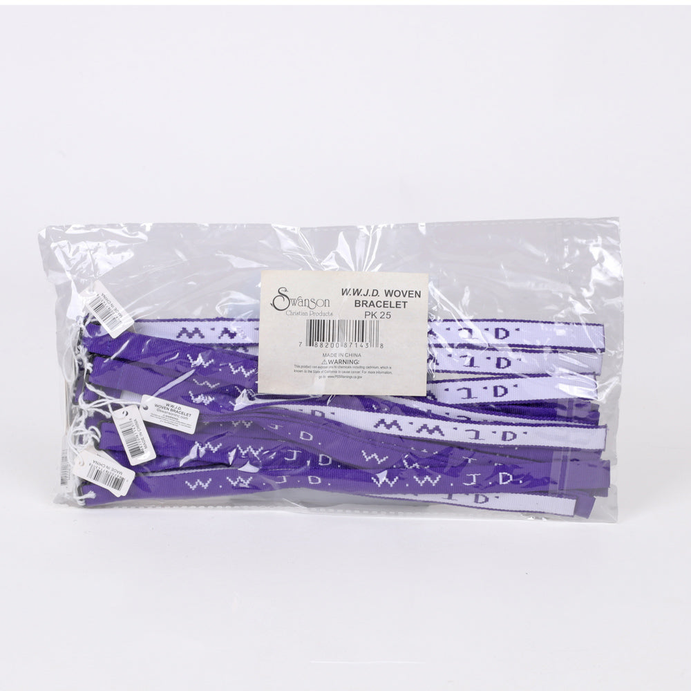 BRACELET WOVEN WWJD PURPLE PK25