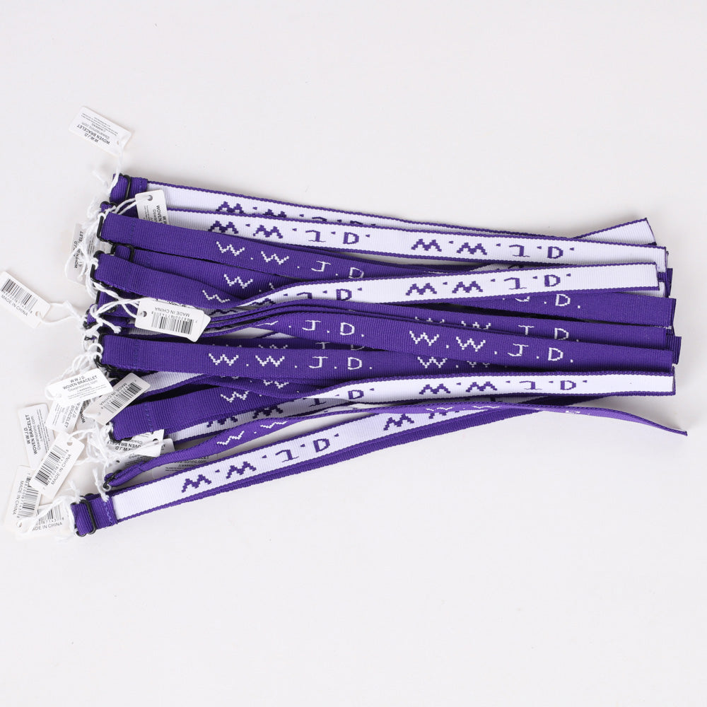 BRACELET WOVEN WWJD PURPLE PK25