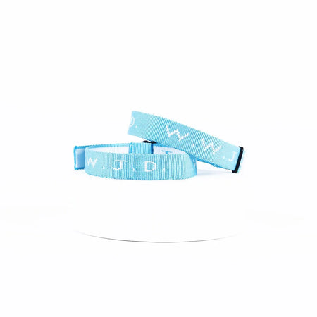 BRACELET WOVEN WWJD LIGHT BLUE PK25