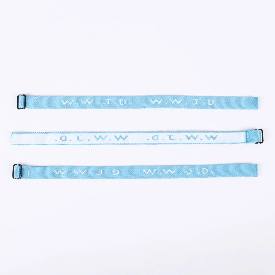 BRACELET WOVEN WWJD LIGHT BLUE PK25