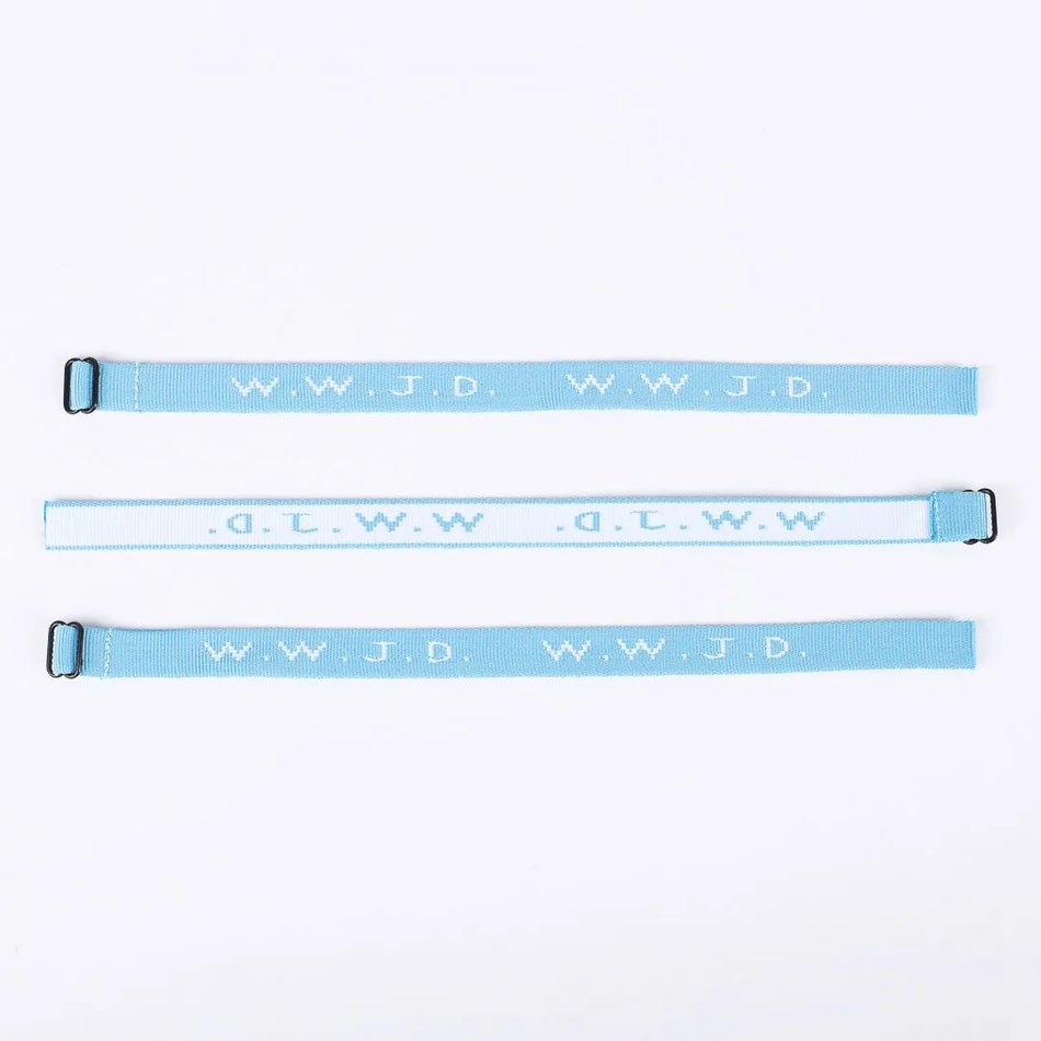 BRACELET WOVEN WWJD LIGHT BLUE PK25