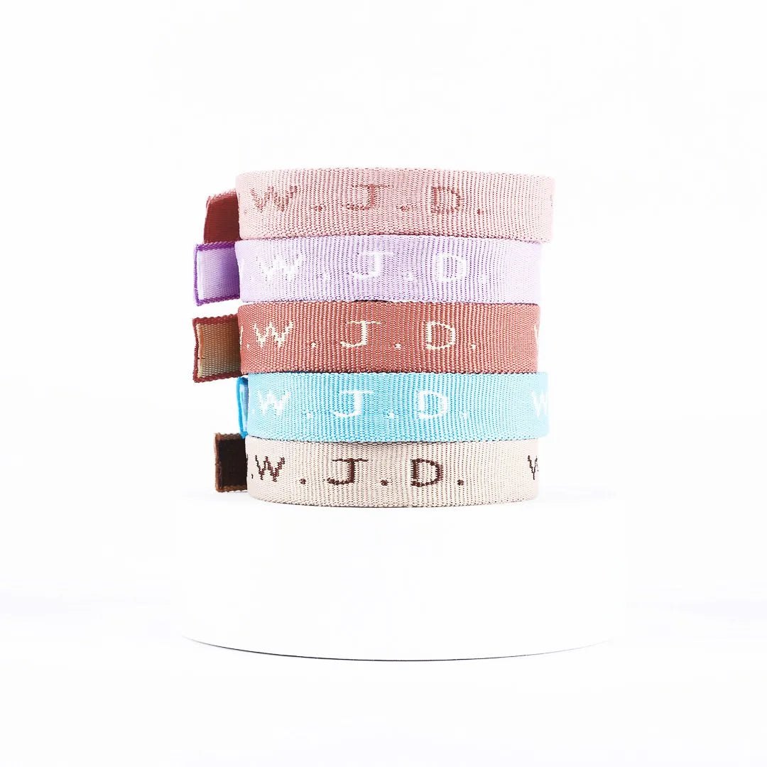 BRACELET WOVEN WWJD ASSORTED LIGHT PK150