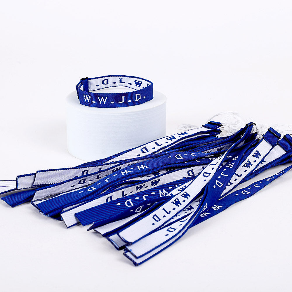 BRACELET WOVEN WWJD ROYAL BLUE PK25