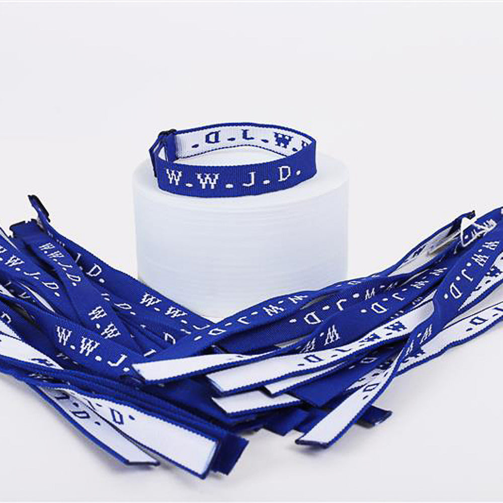 BRACELET WOVEN WWJD ROYAL BLUE PK25
