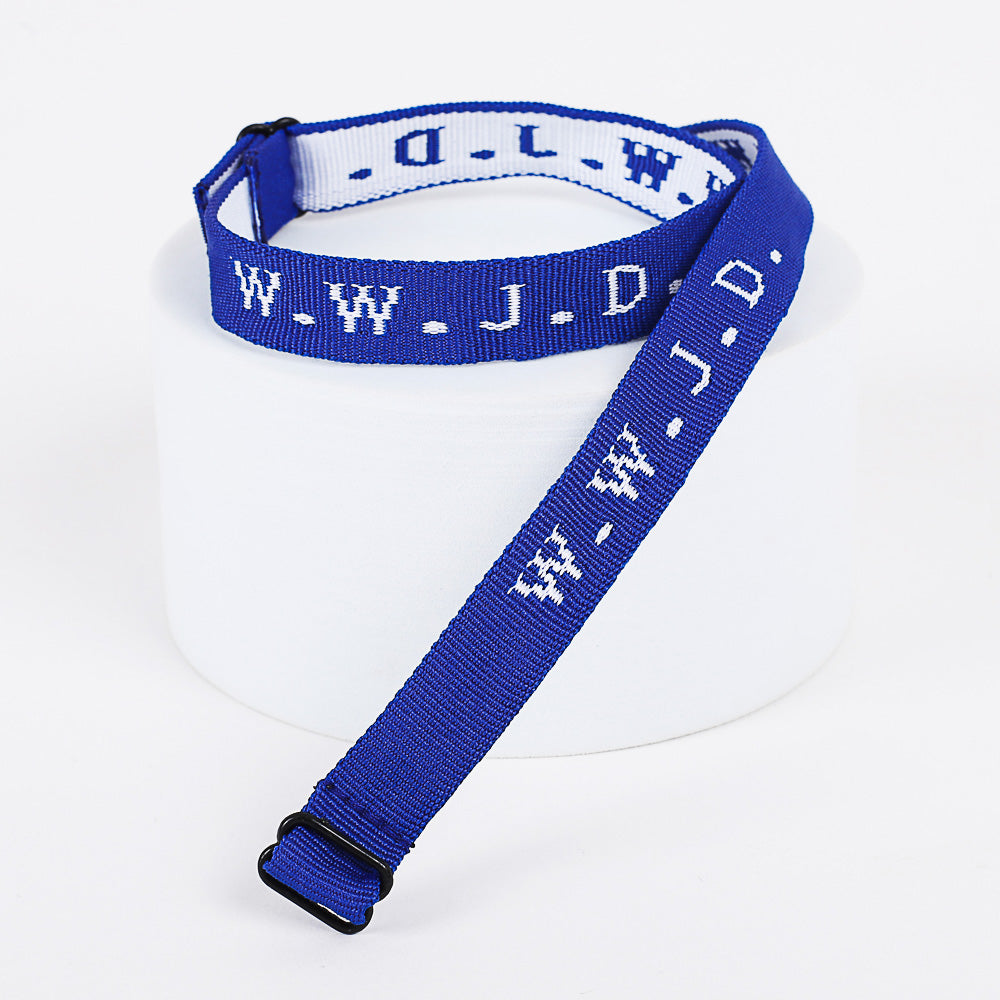 BRACELET WOVEN WWJD ROYAL BLUE PK25