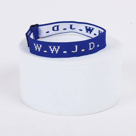 BRACELET WOVEN WWJD ROYAL BLUE PK25